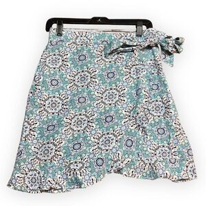 LOFT Medallion Print Faux Wrap Skirt